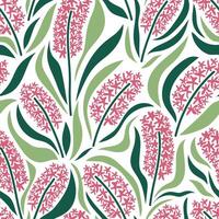 Aesthetic contemporary printable seamless pattern with hyacinths. Modern floral background for textile, fabric, wallpaper, wrapping, gift wrap, paper, scrapbook and packaging vector