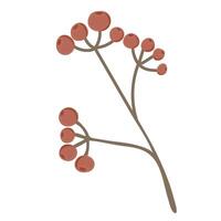 Simple Autumn twig with berries. Rowanberry. Hand drawn element for autumn decorative design, halloween invitation, harvest or thanksgiving vector