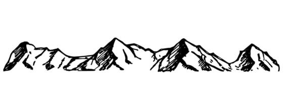 Hand drawn mountain sketch in engraving style vector