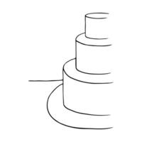 minimalistic three-tier cake stands on a table with empty space - hand drawn minimalistic illustration vector