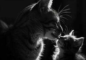 Affection and tenderness between two adorable kittens photo