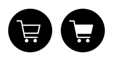 Trolley, shopping cart icon on black circle. E-commerce checkout concept vector