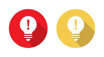 Exclamation mark bulb icon with long shadow. Warning sign symbol vector