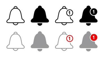 Notification bell icon set collection. Alert sign symbol in generic style vector