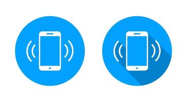 Vibration mode phone icon with long shadow. Cellphone vibrating concept vector