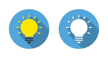 Light bulb icon with long shadow. Lamp, lightbulb sign symbol in flat style vector