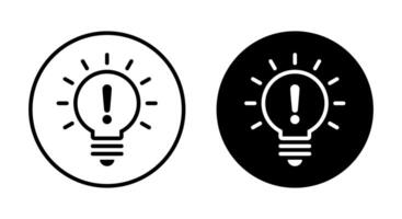 Exclamation mark bulb icon on black circle. Warning concept vector