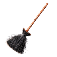 A small, handmade rustic broom made from dried twigs and a wooden handle, perfect for home or garden use. png
