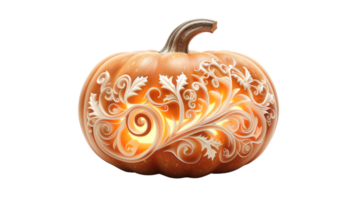 Colorful painted pumpkin with intricate floral designs, perfect for autumn or Halloween themed decorations and artistic displays. png