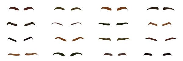 A set of female eyebrows. Isolated cartoon eyebrows. Eyebrow shaping. Different types of eyebrows. vector