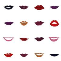 A set of female lips. A set of mouth animations. Different variants of the mouth with lips. vector