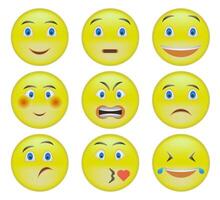 Set of 9 emoji icons. Cartoon emoji set. Set of emoticons. EPS 10. vector