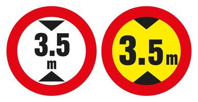 oad Signs. A sign prohibiting passage with a car that is too high. Signs are used on roads. vector