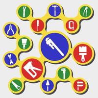 Hand tools icons minimal design. Hand tool. Modern design of tools icons. vector