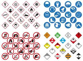 Different signs are collected in one set. Signs in industry. Signs of help and protection. vector
