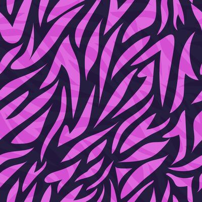 Abstract purple zebra stripes form a seamless pattern for fashion fabrics and wrapping paper.