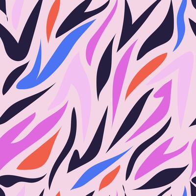 Abstract multicolored zebra stripes form a seamless pattern for fashion fabrics, wrapping paper.