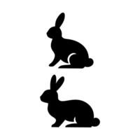 Rabbit silhouette isolated on white background. icon set of different rabbit silhouette illustrations for design use. vector