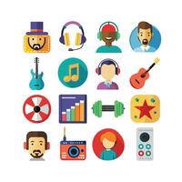 Music and Entertainment Icon Set Collection Illustration vector