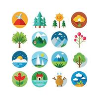 Nature Icon Set Collection Illustration vector