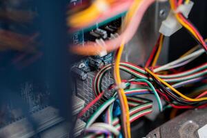 Colorful Wires and Components Inside a Computer Case photo