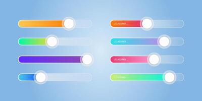 Set of switch slider icon and colorful Loading Bar illustration. vector