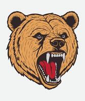 a bear head with its mouth open and its teeth showing vector
