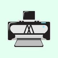 black and gray color printer on green background vector
