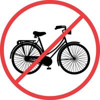 red sign prohibiting cycling without background vector