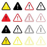 Danger warning icon set. alert triangle warn sign in black, yellow, and red color. exclamation sign, Caution warning signs set. Exclamation marks vector