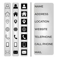 Business card icon set, contact information icon, illustration. vector