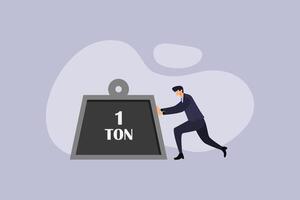 flat design illustration of man pushing workload vector