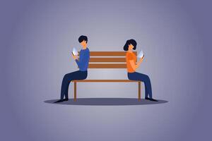 flat design illustration of the bad effects of gadgets vector