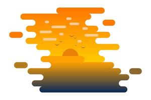 sunset view at sea in the afternoon flat design illustration vector