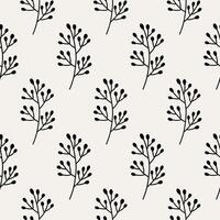 Minimalistic botanical seamless pattern. hand-drawn illustration in doodle style. Perfect for decorations, wallpaper, wrapping paper, fabric. Floral background. vector