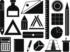various types of geometry tools for student icon vector