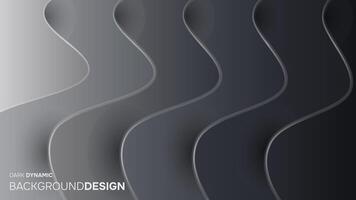 Abstract creative deep grayscale dynamic waves background vector