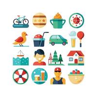 Lifestyle and Leisure Icon Set Collection Illustration vector