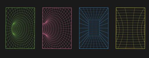 Cyberpunk Psychedelic. 3D Abstract Posters. vector