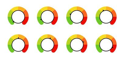 Dial Gauges. Barometer Mood Template from Negative to Positive. vector