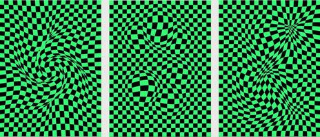 Psychedelic Checkered Vibes. Groovy Vintage Patterns. vector
