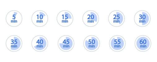 Stopwatch and Timer Icons Set. Label measure time, cooking time and more. vector