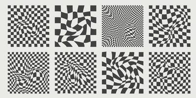 Distorted Grid Tile Patterns. Retro Aesthetic Backgrounds. vector