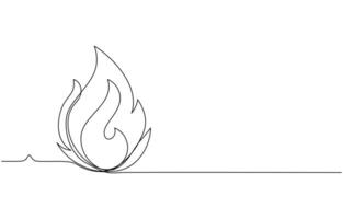 Continuous line drawing of fire Flame linear icon illustration, vector