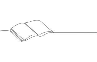 Continuous line drawing of book opening illustration, Continuous one-line drawing of book opening graphic illustration. vector