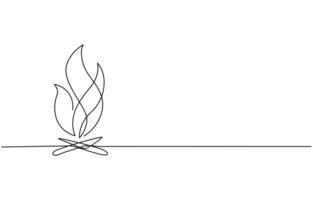 Continuous line drawing of fire Flame linear icon illustration, vector