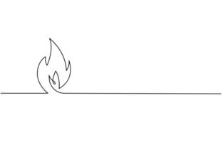 Continuous line drawing of fire Flame linear icon illustration, vector