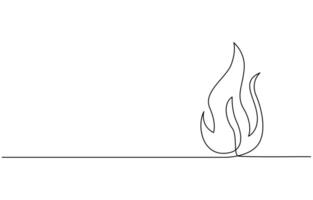 Continuous line drawing of fire Flame linear icon illustration, vector
