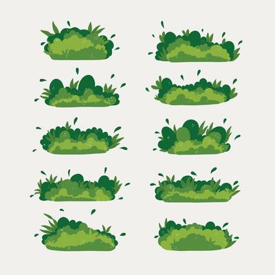 Green Bushes in Various Shapes