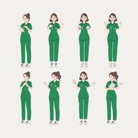 Nurses Performing Various Tasks vector